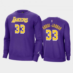 Men's Kareem Abdul-Jabbar #33 Statement Jordan Brand Fleece Crew Purple Los Angeles Lakers Sweatshirts 468181-137