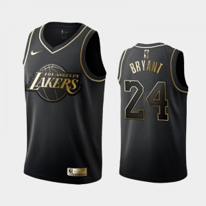 Men's Kobe Bryant #24 Los Angeles Lakers Golden Edition Golden Logo Black Jerseys 774219-442