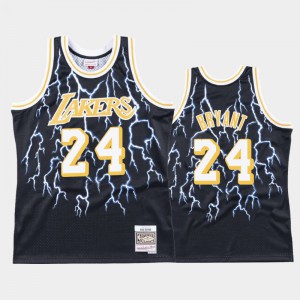 Mens Kobe Bryant #24 Los Angeles Lakers Hardwood Classics Lightning Black Jerseys 277975-182