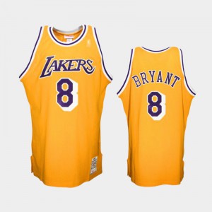 Men Kobe Bryant #8 Hardwood Classics Los Angeles Lakers Gold 1996-1997 Jerseys 906998-248