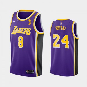 Men Kobe Bryant #24 Purple 2020 NBA Finals Champions Los Angeles Lakers Statement Dual Number Jersey 953493-893
