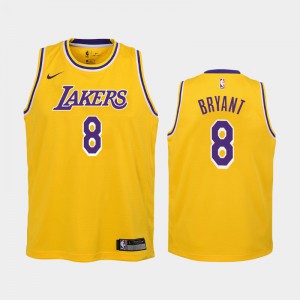 Youth Kobe Bryant #8 Icon Gold Los Angeles Lakers 2018-19 Jersey 469679-428