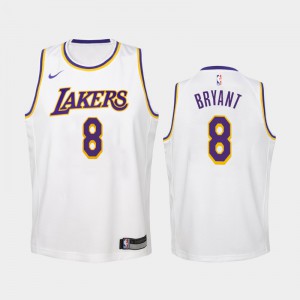 Youth(Kids) Kobe Bryant #8 White Los Angeles Lakers 2018-19 Association Jersey 669872-704