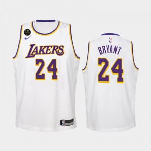 Youth(Kids) Kobe Bryant #24 White 2020 RIP Los Angeles Lakers Association Jersey 756919-813