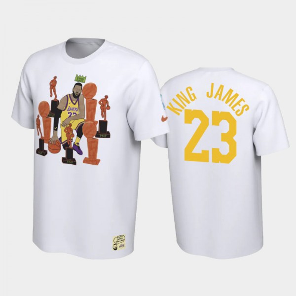 Men's Los Angeles Lakers LeBron James White All Over Number T-Shirt