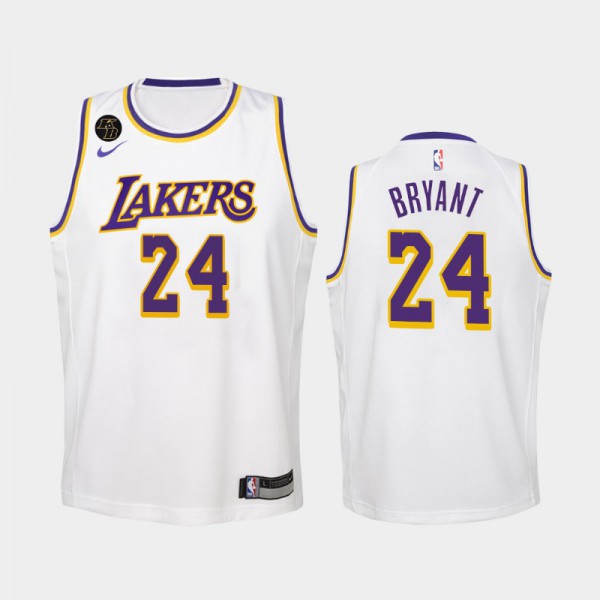 Kobe Bryant LA Lakers #24 White/KB Patch — GR Jerseys